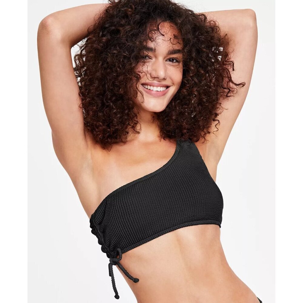 Salt & Cove Juniors Size Small One-Shoulder Side-Shirred‎ Bikini Top Black 2659